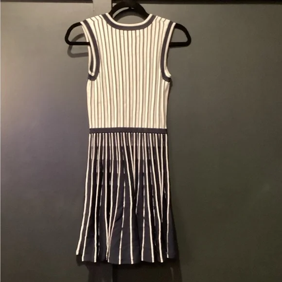 Jason Wu Sleeveless Blue White Stripe pleated knit Swing Mini dress XS - Picture 12 of 13